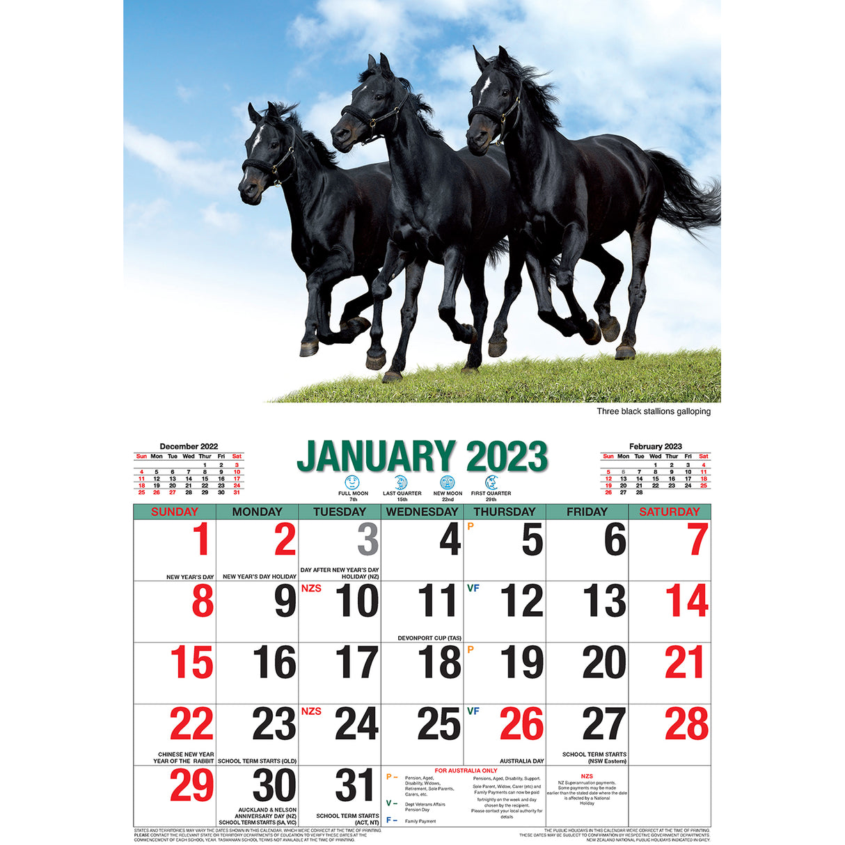 Horses ??2023 Rectangle Wall Calendar 16 Months Planner New Year Christmas Gift