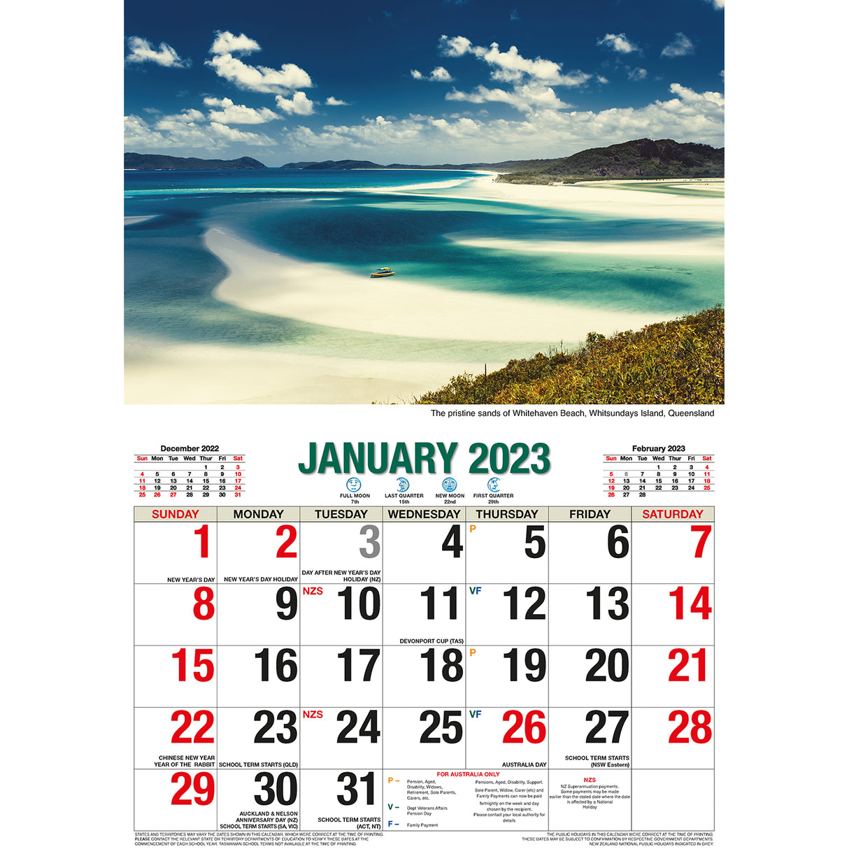 Natural Wonders Of Australia ??2023 Rectangle Wall Calendar 16 Months Planner