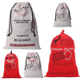 50x70cm Canvas Hessian Christmas Santa Sack Xmas Stocking Reindeer Kids Gift Bag, Cream - Winter Is Coming - Side View