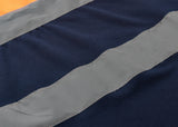 HI VIS Short Sleeve Workwear Shirt w Reflective Tape Cool Dry Safety Polo 2 Tone, Fluoro Orange / Navy, 4XL - Top-Down View
