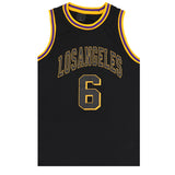 New Men's Basketball Jersey Sports T Shirt Tee Vest Tops Gym Chicago Los Angeles, Black - Los Angeles 6, S