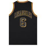 New Men's Basketball Jersey Sports T Shirt Tee Vest Tops Gym Chicago Los Angeles, Black - Los Angeles 6, S - Front View