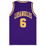 New Men's Basketball Jersey Sports T Shirt Tee Vest Tops Gym Chicago Los Angeles, Purple - Los Angeles 6, 2XL - Front View