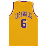 New Men's Basketball Jersey Sports T Shirt Tee Vest Tops Gym Chicago Los Angeles, Yellow - Los Angeles 6, 2XL - Front View