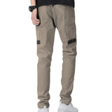 Men's Cotton Drill Cargo Work Pants UPF 50+ 13 Pockets Tradies Workwear Trousers, Khaki, 34 - Front View