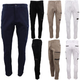 Men's Cotton Drill Cargo Work Pants UPF 50+ 13 Pockets Tradies Workwear Trousers, Khaki, 34 - Close-Up Angle