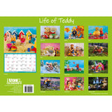 Life of Teddy - 2024 Rectangle Wall Calendar 13 Months Planner Adventures Gift - Front View