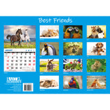 Best Friends - 2024 Rectangle Wall Calendar 16 Months Animals Friendship Moments - Front View