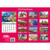 Destinations - 2024 Rectangle Wall Calendar 16 Months Planner Travel Photos Gift - Front View
