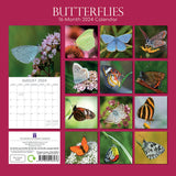 Butterflies 2024 Square Wall Calendar Natural Animals 16 Months Premium Planner - Front View