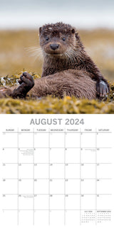 Country Wildlife 2024 Square Wall Calendar Cute Animals 16 Month Premium Planner - Top-Down View