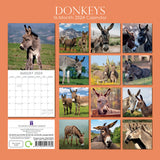 Donkeys - 2024 Square Wall Calendar Pets Animals 16 Months New Year Planner Gift - Front View