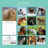 Horses - 2024 Square Wall Calendar Pets Animals 16 Months New Year Planner Gift - Front View