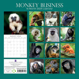 Monkey Business 2024 Square Wall Calendar Pets Animals 16 Months Premium Planner - Front View