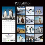Penguins - 2024 Square Wall Calendar Pets Animals 16 Month New Year Gift Planner