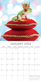 Fabulous Frogs - 2024 Square Wall Calendar Pets Animals 16 Month Premium Planner - Side View
