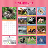 Best Friends - 2024 Square Wall Calendar Pets Animals 16 Months Premium Planner - Front View