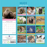 Hugs - 2024 Square Wall Calendar Pets Animals 16 Months Premium Planner New Year - Front View