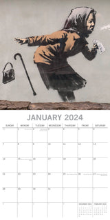 Banksy - 2024 Square Wall Calendar 16 Month Arts Planner Christmas New Year Gift - Top-Down View