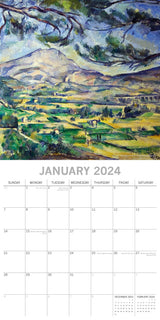Cezanne 2024 Square Wall Calendar 16 Months Arts Planner Christmas New Year Gift - Top-Down View