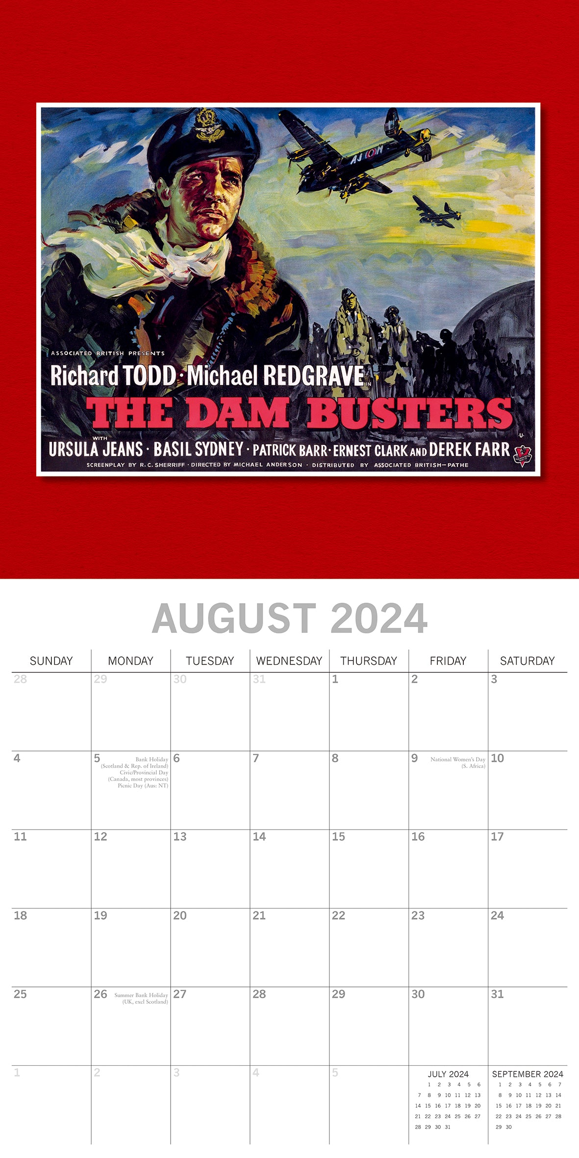 Classic Movie Posters - 2024 Square Wall Calendar 16 Months Arts Planner Gift