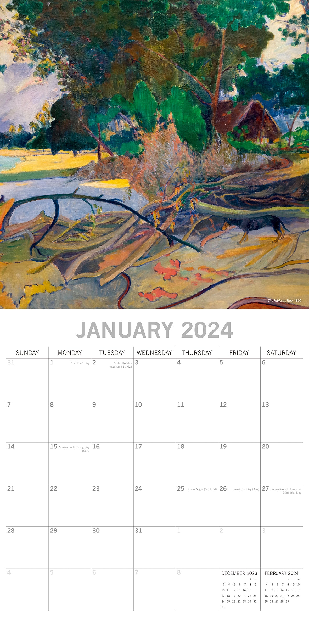 Gauguin 2024 Square Wall Calendar 16 Months Arts Planner Christmas New Year Gift