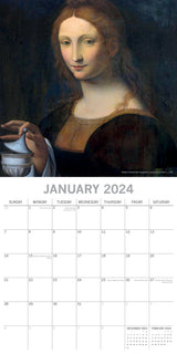 Leonardo & Michelangelo - 2024 Square Wall Calendar 16 Months Arts Planner Gift - Side View