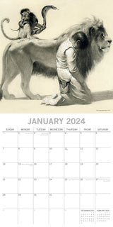 Norman Rockwell - 2024 Square Wall Calendar 16 Months Arts Planner New Year Gift - Side View