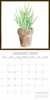 Succulents - 2024 Square Wall Calendar 16 Months Arts Planner Xmas New Year Gift - Side View