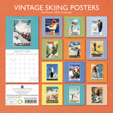 Vintage Skiing Posters - 2024 Square Wall Calendar 16 Months Arts Planner Gift - Front View