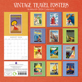 Vintage Travel Posters - 2024 Square Wall Calendar 16 Months Arts Planner Gift - Front View