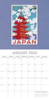 Vintage Travel Posters - 2024 Square Wall Calendar 16 Months Arts Planner Gift - Side View