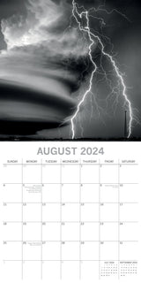 Forces of Nature - 2024 Square Wall Calendar 16 Month Black & White Planner Gift - Top-Down View