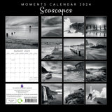 Seascapes 2024 Square Wall Calendar 16 Month Black & White Planner New Year Gift - Front View