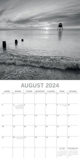 Seascapes 2024 Square Wall Calendar 16 Month Black & White Planner New Year Gift - Top-Down View