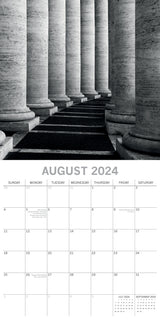 Urban Scenes - 2024 Square Wall Calendar 16 Months Black & White Planner Gift - Top-Down View