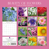 Beauty of Flowers 2024 Square Wall Calendar 16Month Floral Planner New Year Gift - Front View