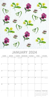 Beauty of Nature 2024 Square Wall Calendar 16 Month Floral Planner New Year Gift - Side View