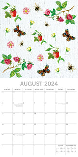 Beauty of Nature 2024 Square Wall Calendar 16 Month Floral Planner New Year Gift - Top-Down View