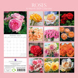 Roses 2024 Square Wall Calendar 16 Months Floral Planner Christmas New Year Gift - Front View