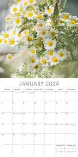 Wild Flowers - 2024 Square Wall Calendar 16 Months Floral Planner Christmas Gift - Side View