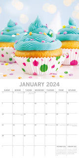 Cupcakes 2024 Square Wall Calendar 16 Month Food Planner Christmas New Year Gift - Side View