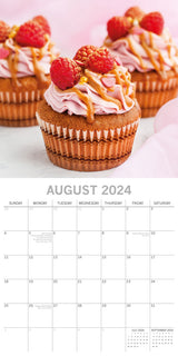 Cupcakes 2024 Square Wall Calendar 16 Month Food Planner Christmas New Year Gift - Top-Down View