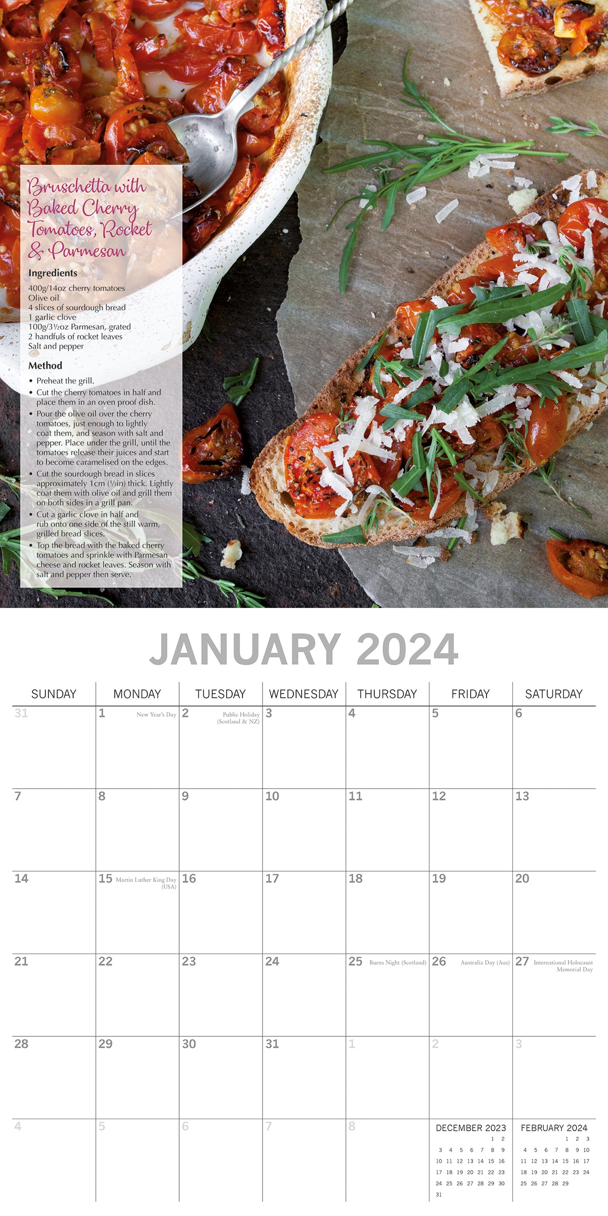 From Garden to Kitchen 2024 Square Wall Calendar 16 Month Food Planner w Recipes