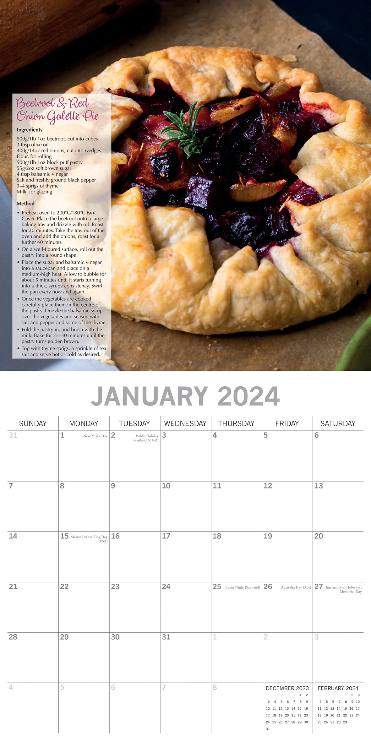 Tasty Vegetarian Recipes - 2024 Square Wall Calendar 16 Months Food Planner Gift