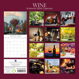 Wine - 2024 Square Wall Calendar 16 Months Food Drink Planner Christmas New Year - Front View