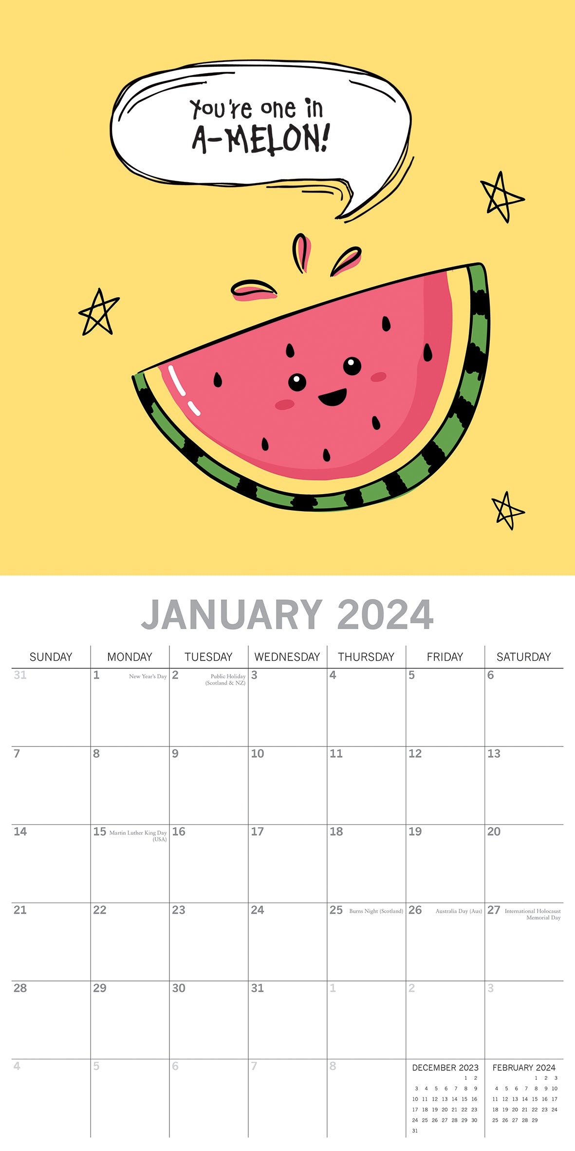 Avo Great Day 2024 Square Wall Calendar 16 Months Fun Planner Xmas New Year Gift