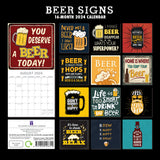 Beer Signs - 2024 Square Wall Calendar 16 Months Planner Christmas New Year Gift - Front View