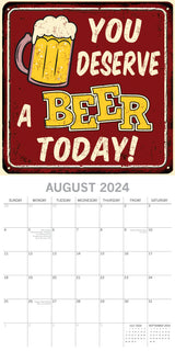 Beer Signs - 2024 Square Wall Calendar 16 Months Planner Christmas New Year Gift - Top-Down View