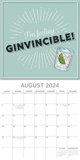 Gin - 2024 Square Wall Calendar 16 Months Funny Planner Christmas New Year Gift